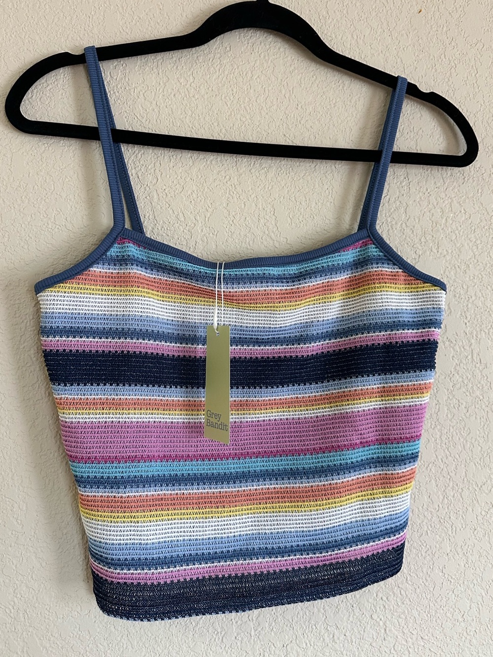 NWT Grey Bandit Hang Loose Tank Striped Knit Sleeveless Multicolor Boho Top